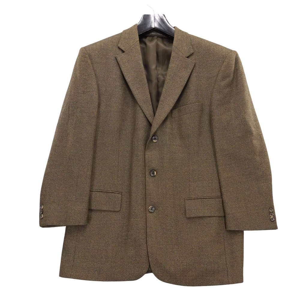 Oscar de la Renta Lambswool Blazer Mens 44R Brown Tweed Sport Coat